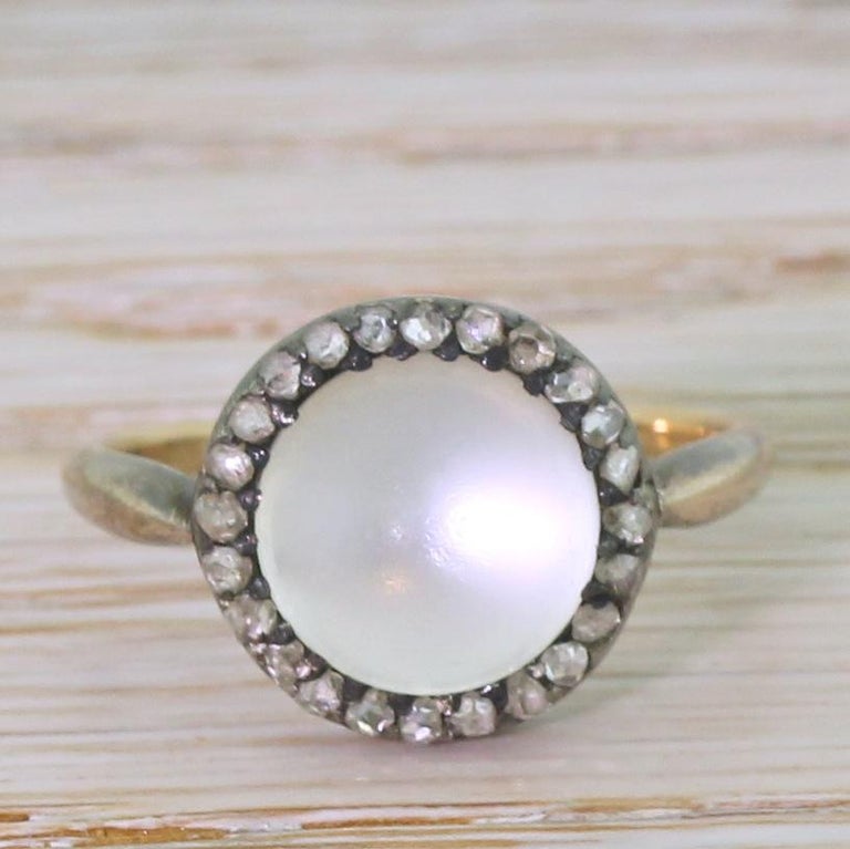 Victorian Moonstone Cat’s Eye and Diamond Ring at 1stDibs
