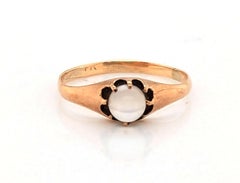 Victorian Moonstone Ring Solitaire Natural Original 1890
s Antique 14K Gold