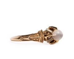 Victorian Moonstone Sphere in Detailed Claw Mounting Carved Gold Solitaire Ring