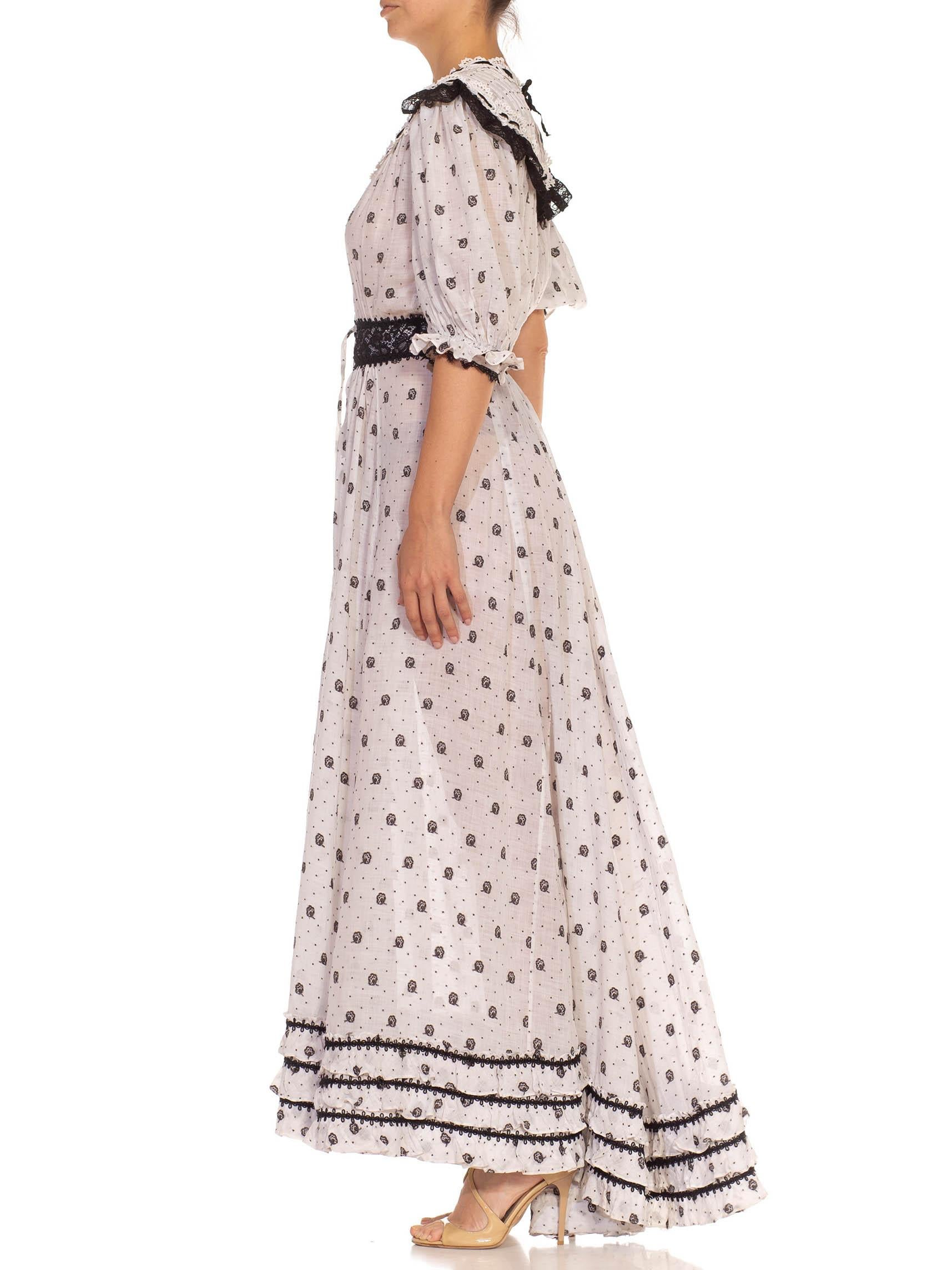 Victorian Morphew Collection White & Black Organic Cotton Velvet Ribbon Trim Dress
MORPHEW COLLECTION is made entirely by hand in our NYC Ateliér of rare antique materials sourced from around the globe. Our sustainable vintage materials represent