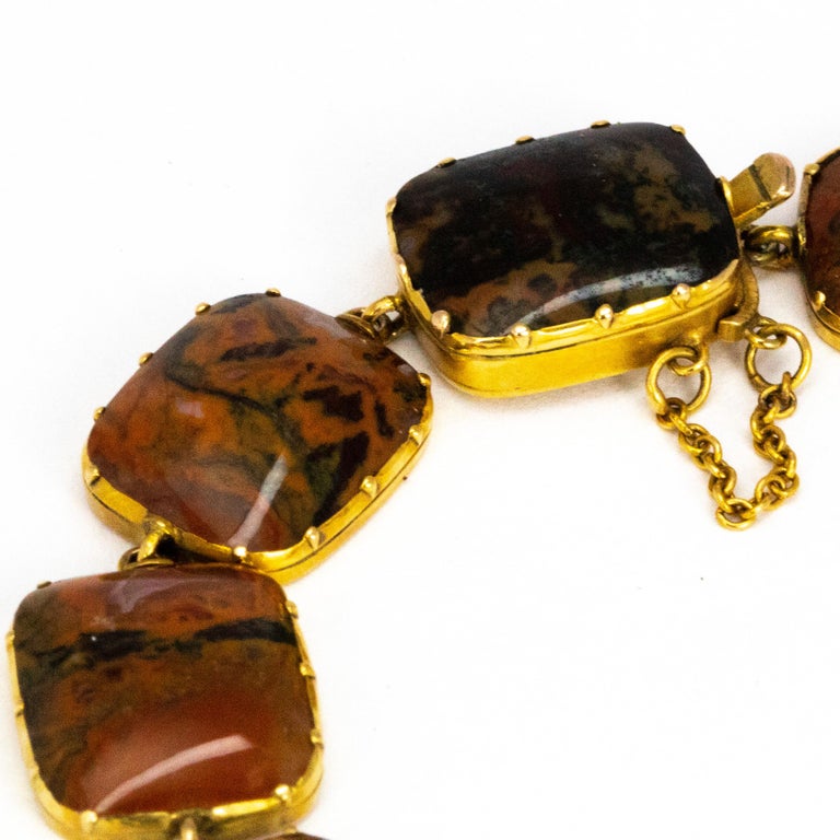 Victorian Moss Agate and 15 Carat Gold Bracelet at 1stDibs