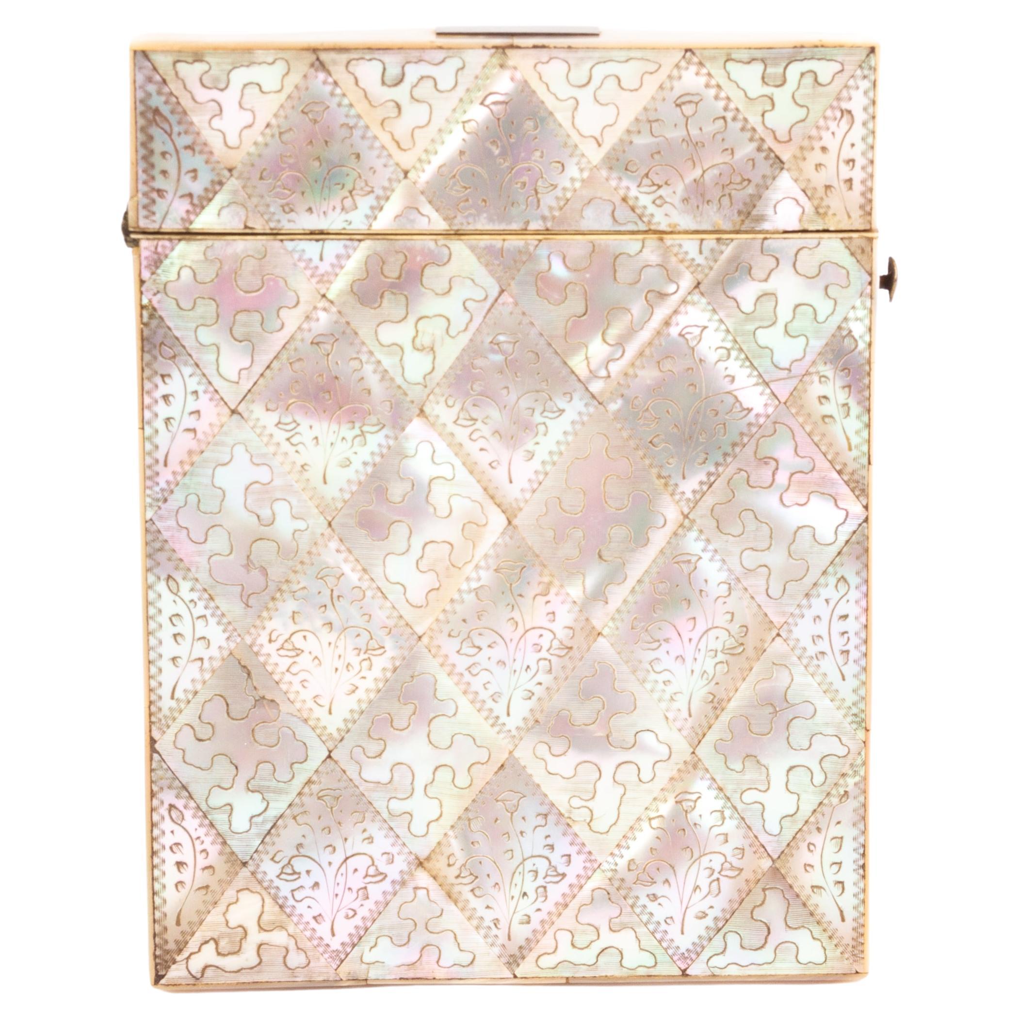February Mountain Mother Of Pearl Business Card Case - Korean Traditional Design With RFID Protection