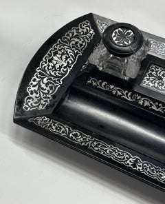 Victorian Mother of Pearl Inlaid Inkwell