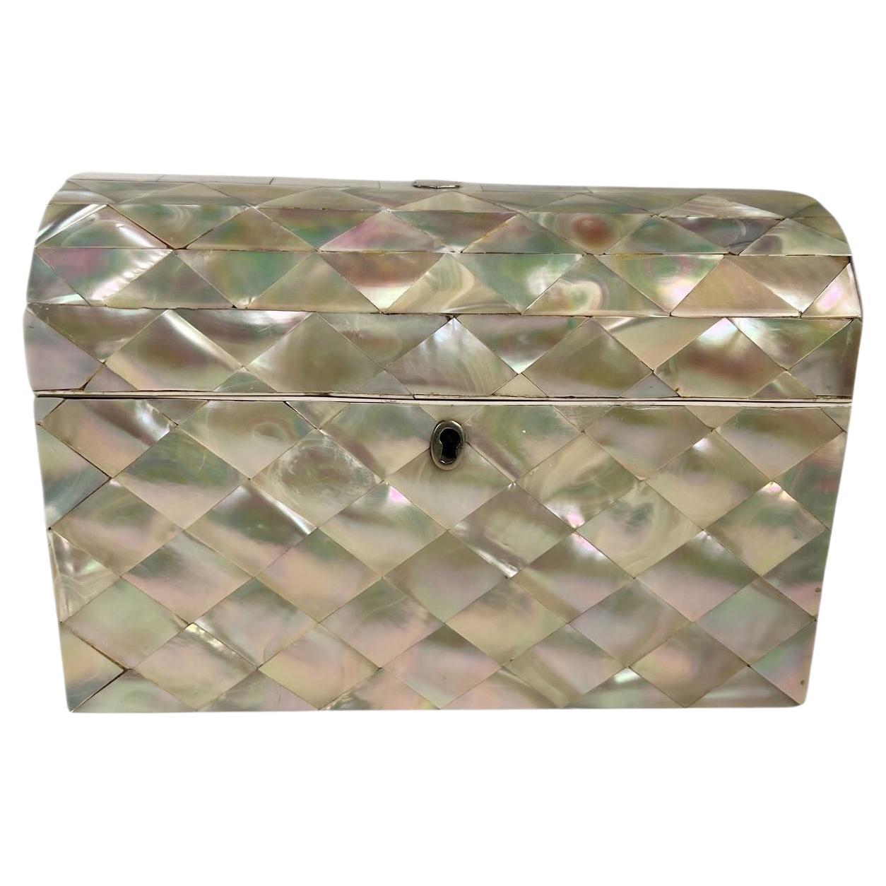 Victorian Mother Of Pearl Letter Box With Dome Top