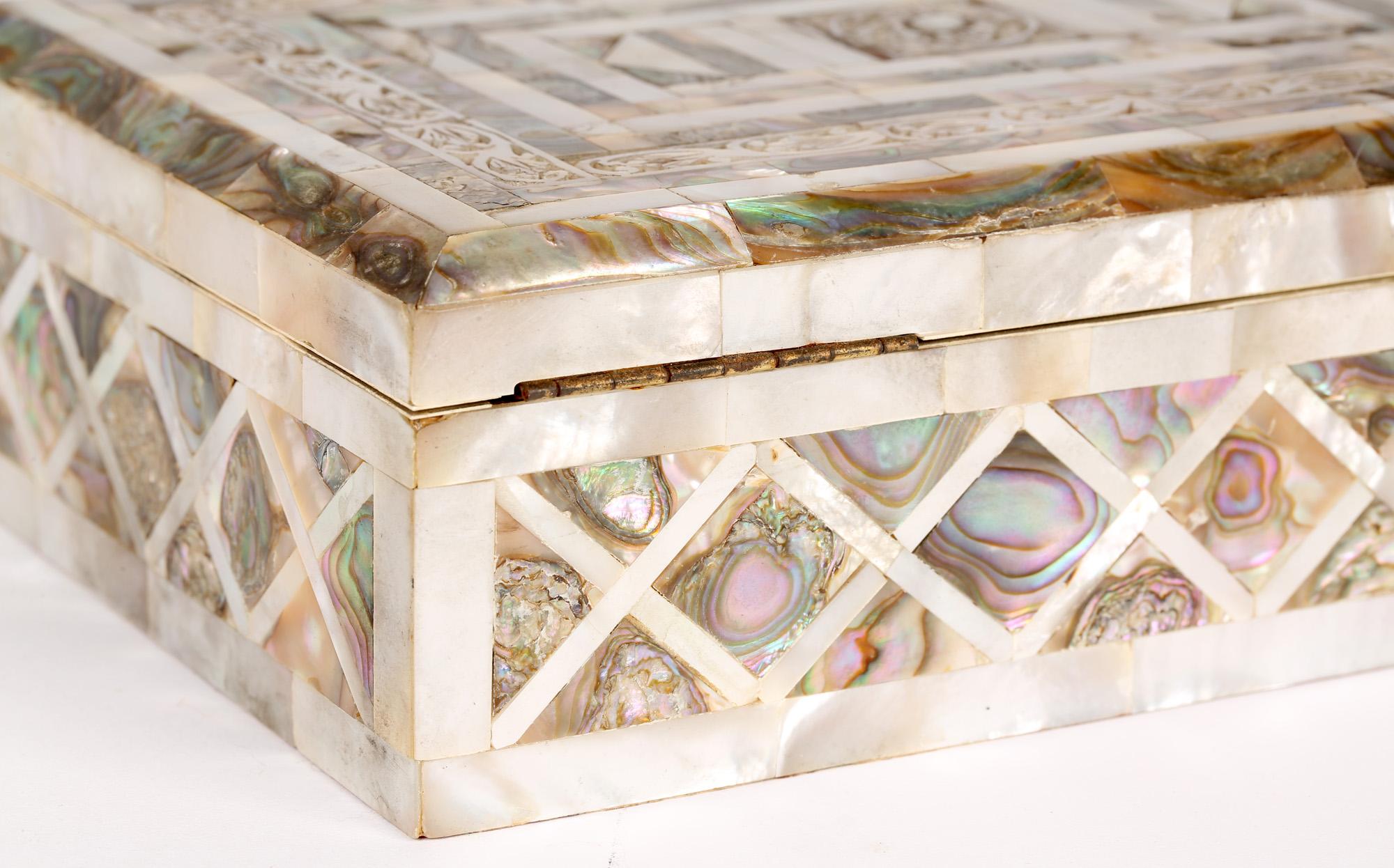 Victorian Mother Of Pearl Mounted Jewelry Box 2