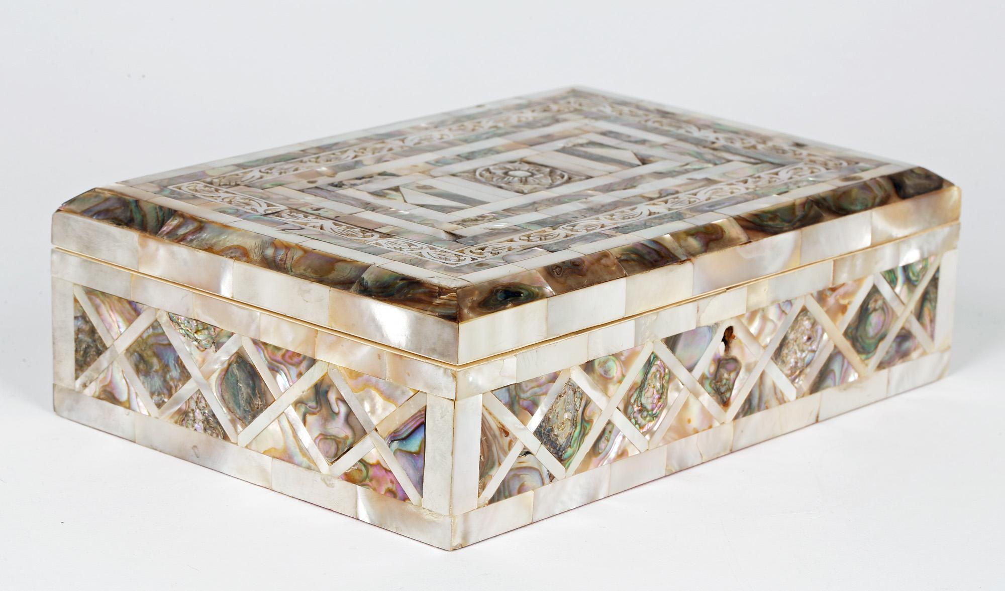 Victorian Mother Of Pearl Mounted Jewelry Box 4