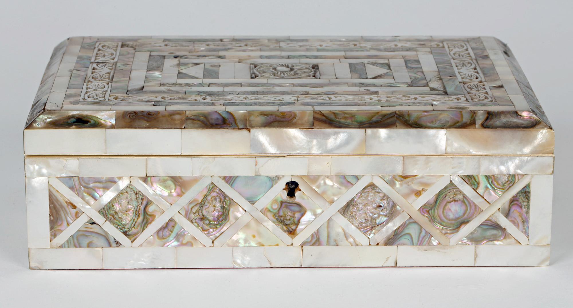 Victorian Mother Of Pearl Mounted Jewelry Box 5