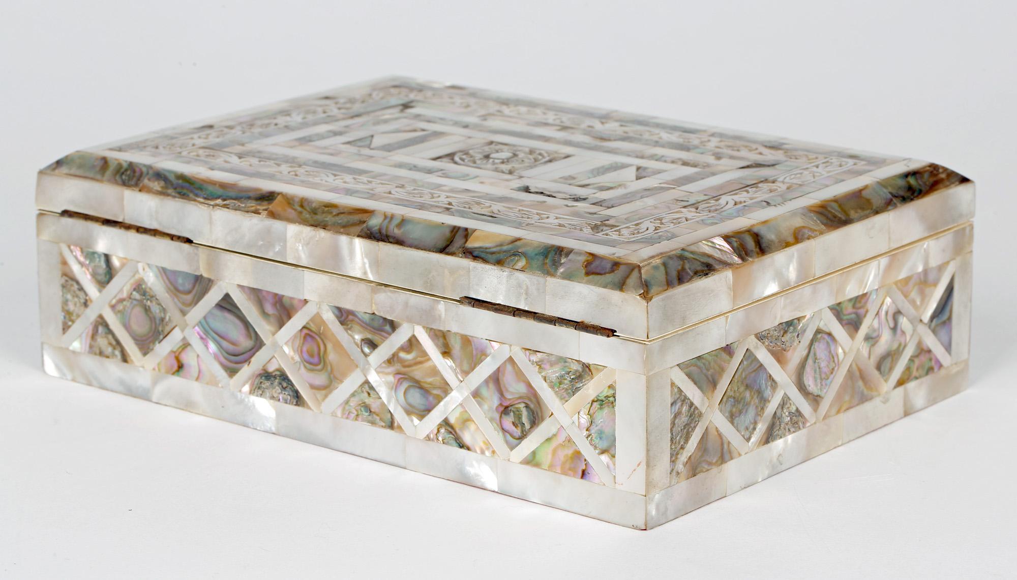 Victorian Mother Of Pearl Mounted Jewelry Box 8