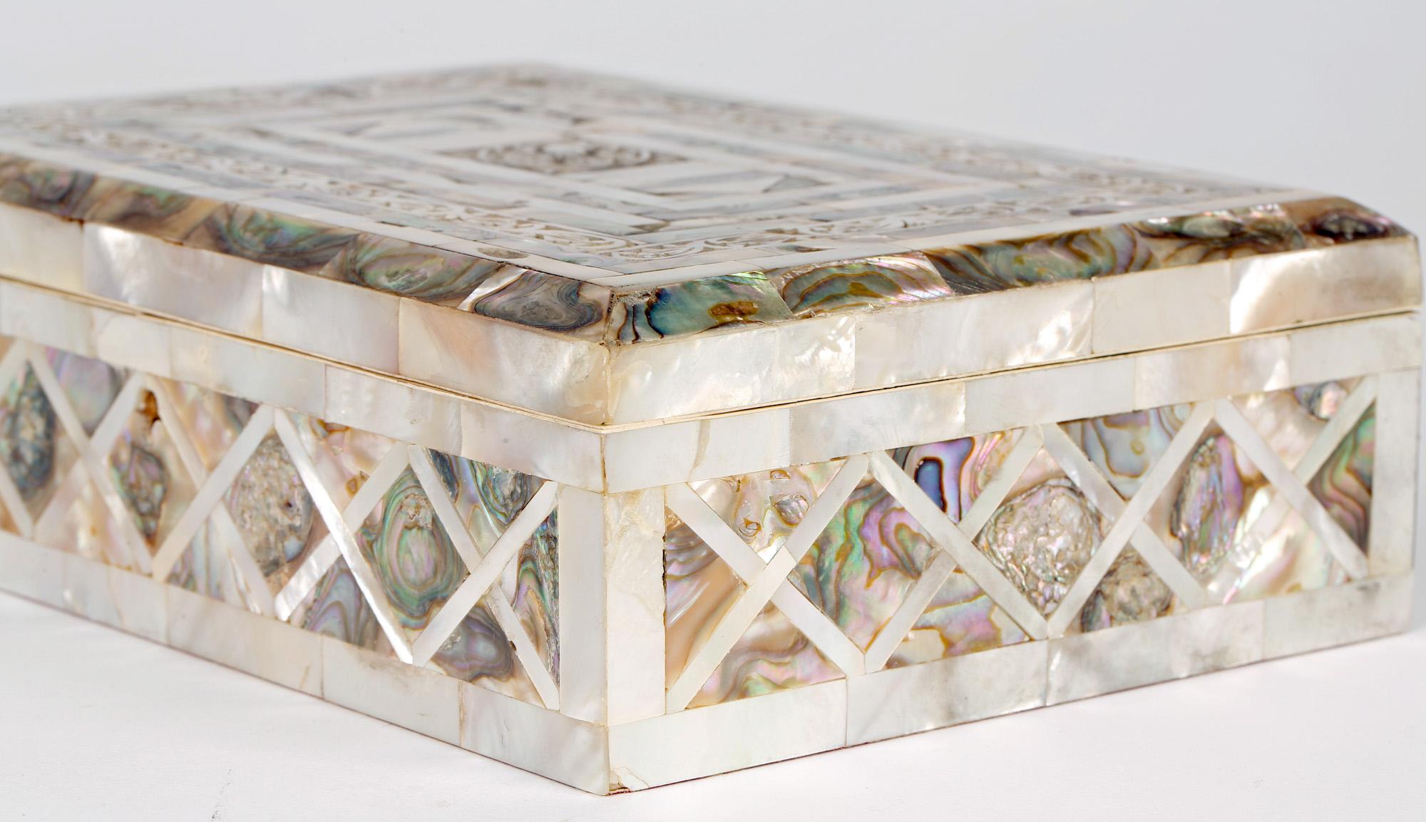 Late Victorian Victorian Mother Of Pearl Mounted Jewelry Box