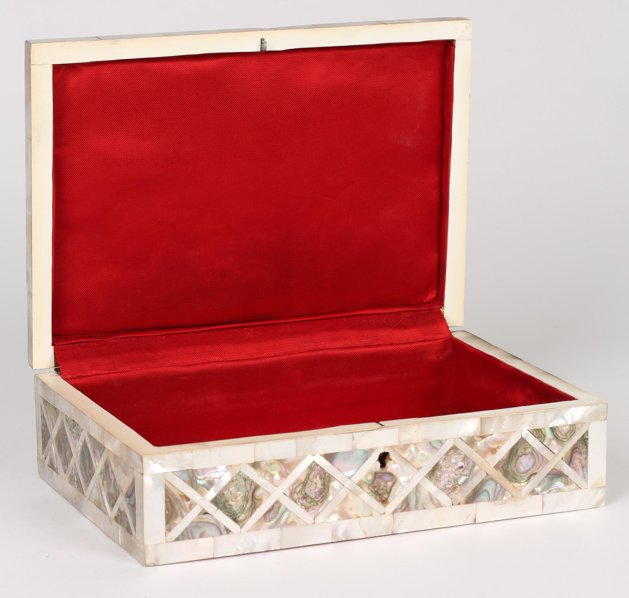 British Victorian Mother Of Pearl Mounted Jewelry Box