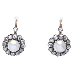 Victorian Mother of Pearl Rose-Cut Diamonds Earrings, 1900