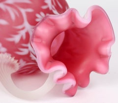 Victorian Mount Washington Attributed Satin Floral Glass Jug