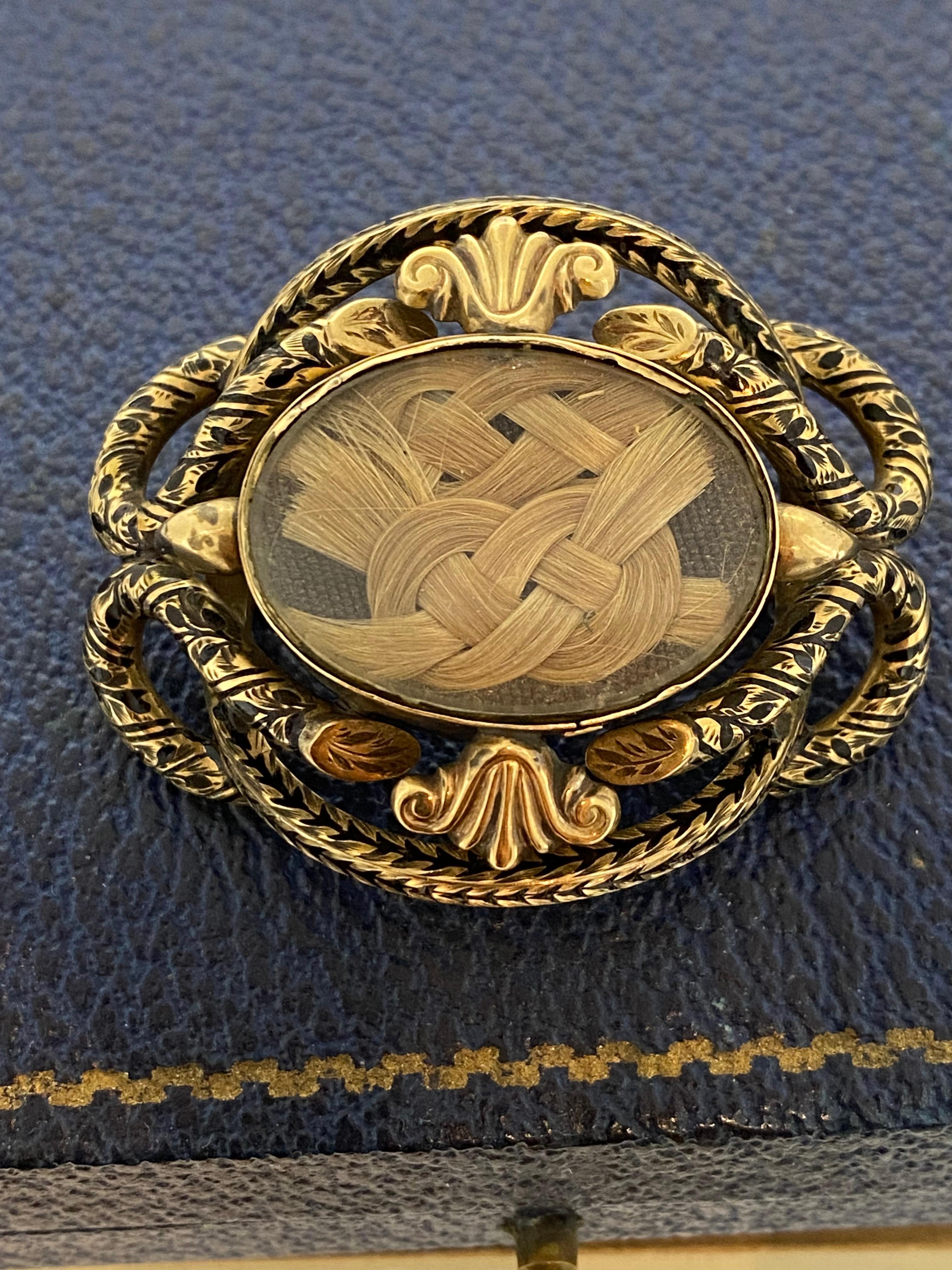 Although Mourning Jewelry has a long & fascinating history, 
going back to as far as Middle Ages, 
its popularity reached its peak during the reign of Queen Victoria
(1837 - 1901).

This extraordinary piece is a Victorian Mourning (Memorial)