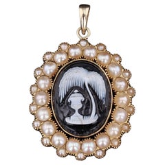 Viktorianischer Trauer-Anhänger aus 14k Gold