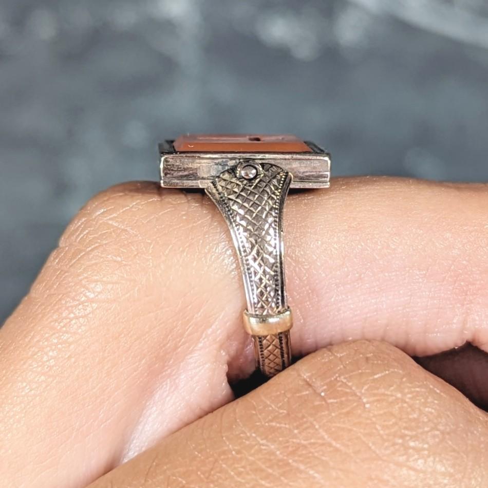 Antiker viktorianischer Flip-Ring aus geflochtenem Quarz mit Kreuz aus 14 Karat Gold im Angebot 8