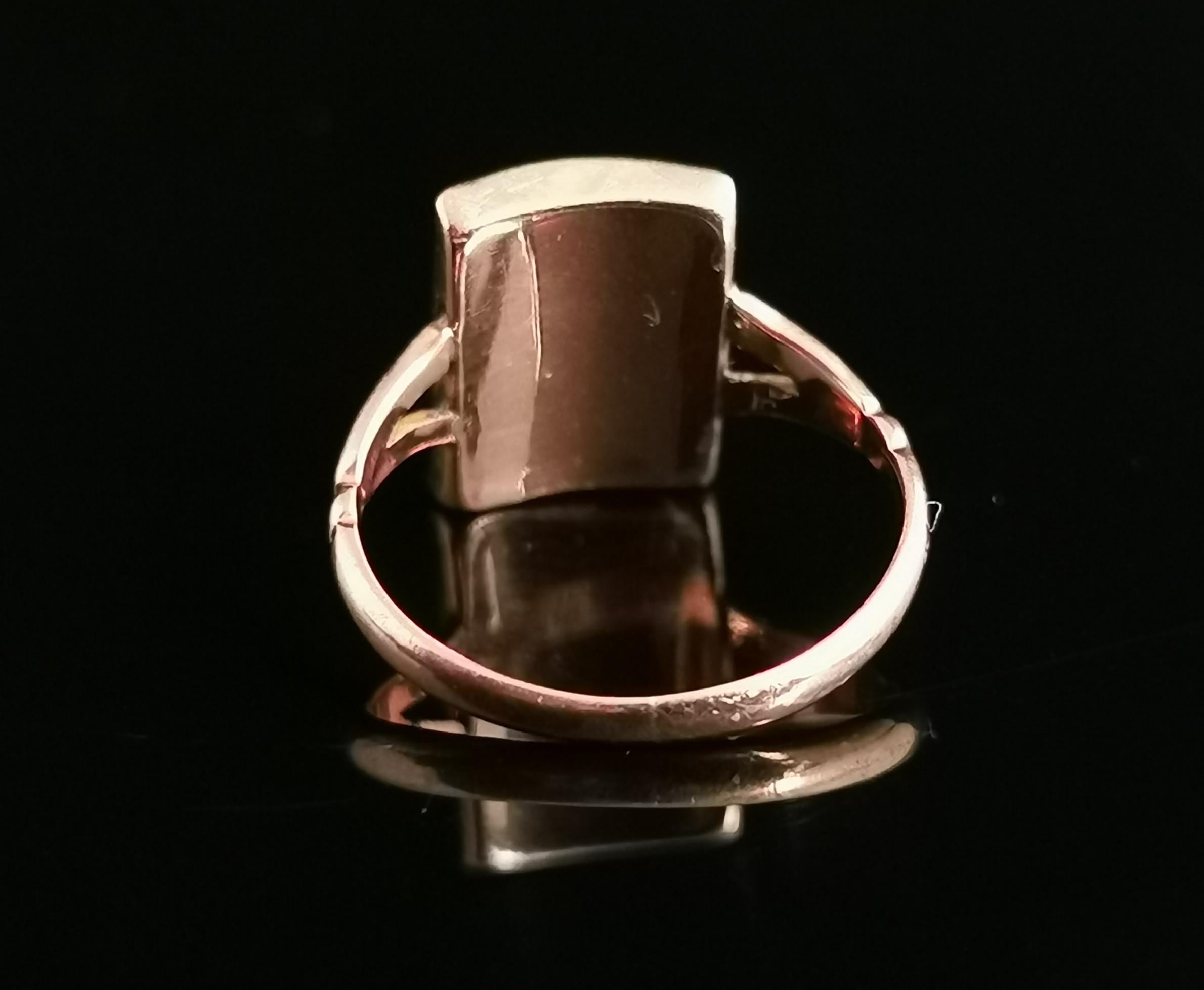 Victorian Mourning Ring, Initial C, 9 Karat Rose Gold and Black Enamel 2