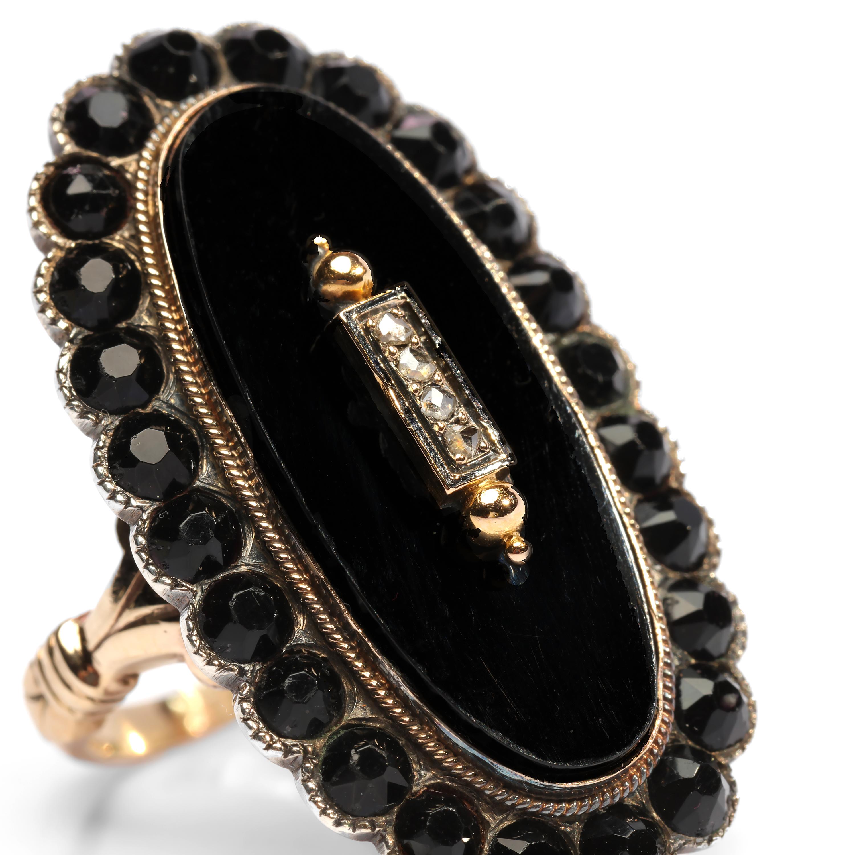 Single Cut Victorian Mourning Ring with Diamond Lantern to Light the Darkness