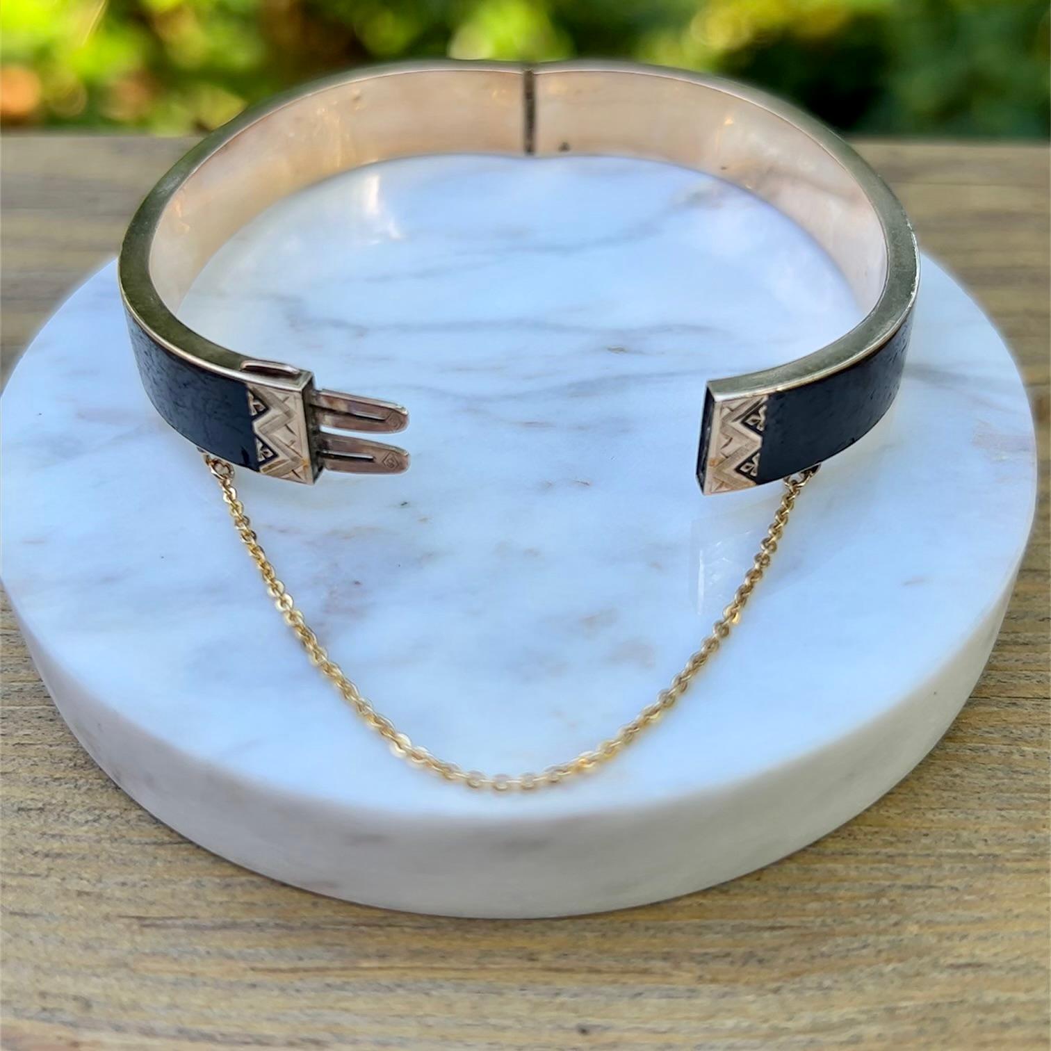 Victorian Mourning Seed Pearl Bracelet in 14 Karat Gold 3