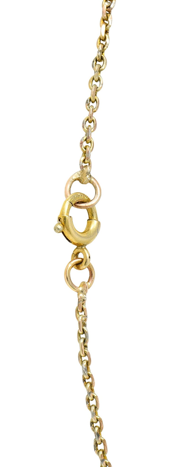 Victorian Multi-Gem Emerald Ruby Diamond Sapphire14 Karat Gold Garland Necklace For Sale 6