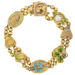 Antique Victorian Multi-Gemstone Slide Compilation Bracelet