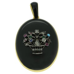 Victorian Multi Gemtsone Flower Bouquet Locket