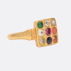 Victorian Multigem Navaratna Cluster Ring