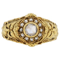Victorian Mythological God Pan Rose Cut Diamond 18 Karat Gold Ring