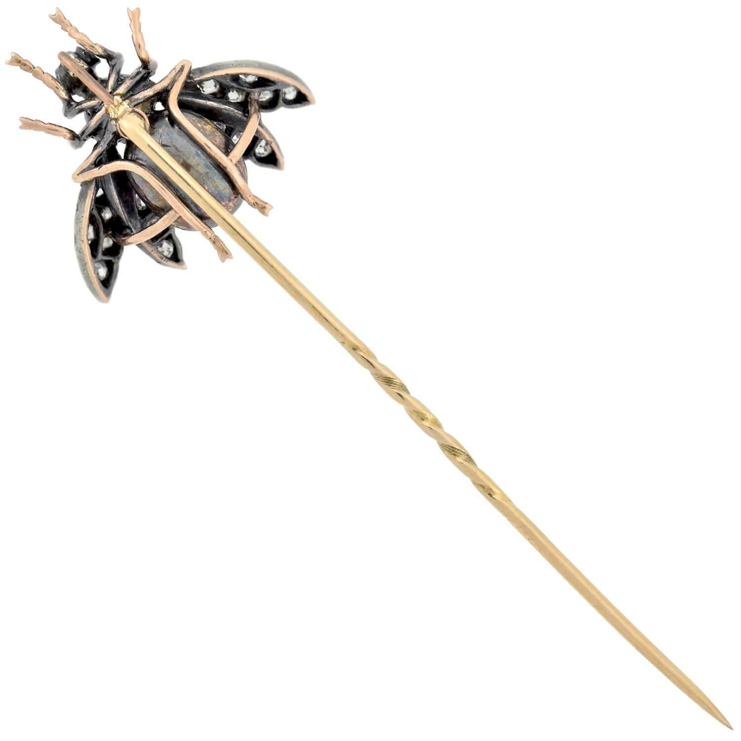 Women's Victorian Natural 1.25 CarBurma Ruby Diamond Fly Stick Pin/Pendant