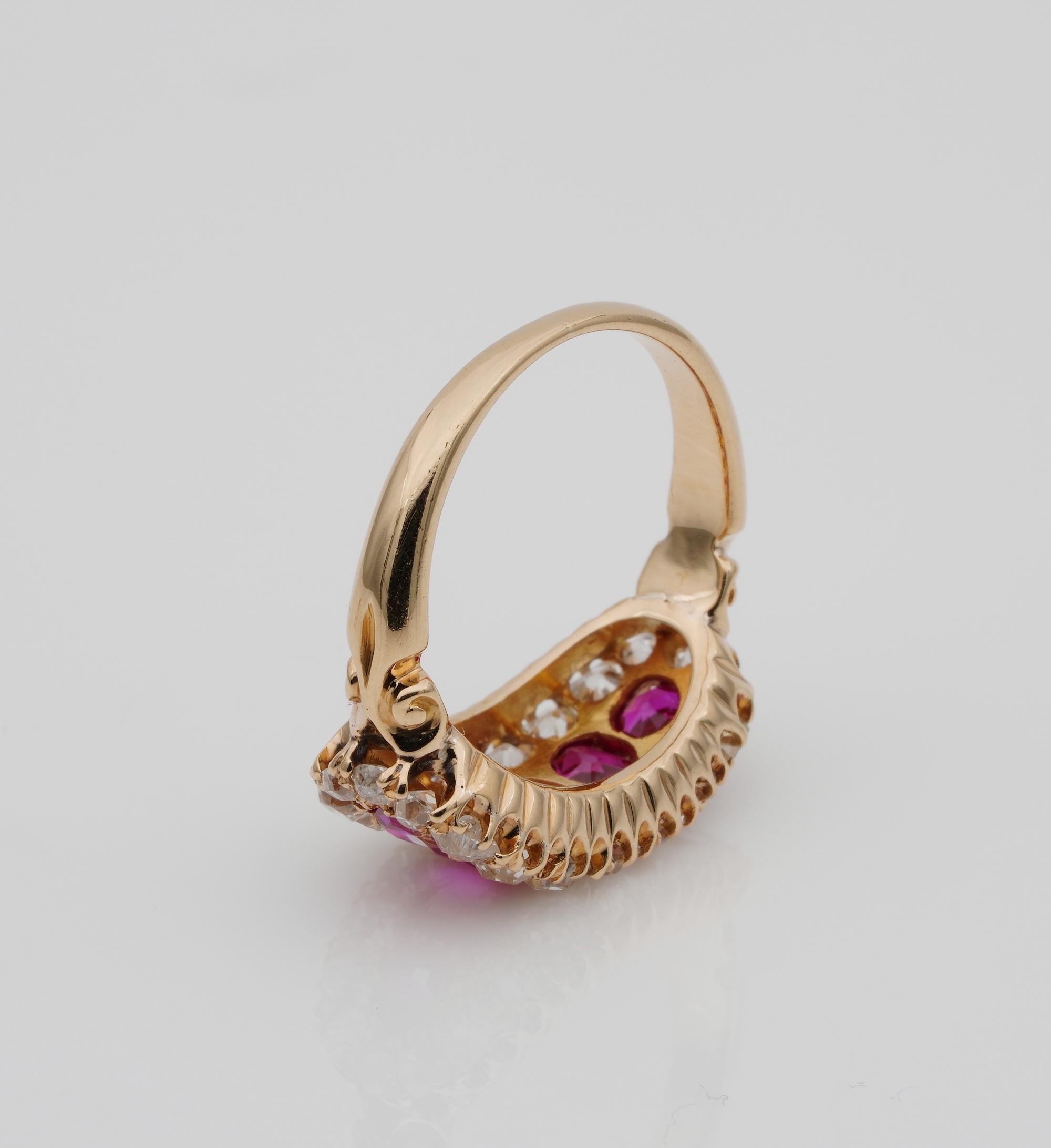 Viktorianischer Ring mit natürlichem burmesischem Rubin und Diamant im Angebot 1