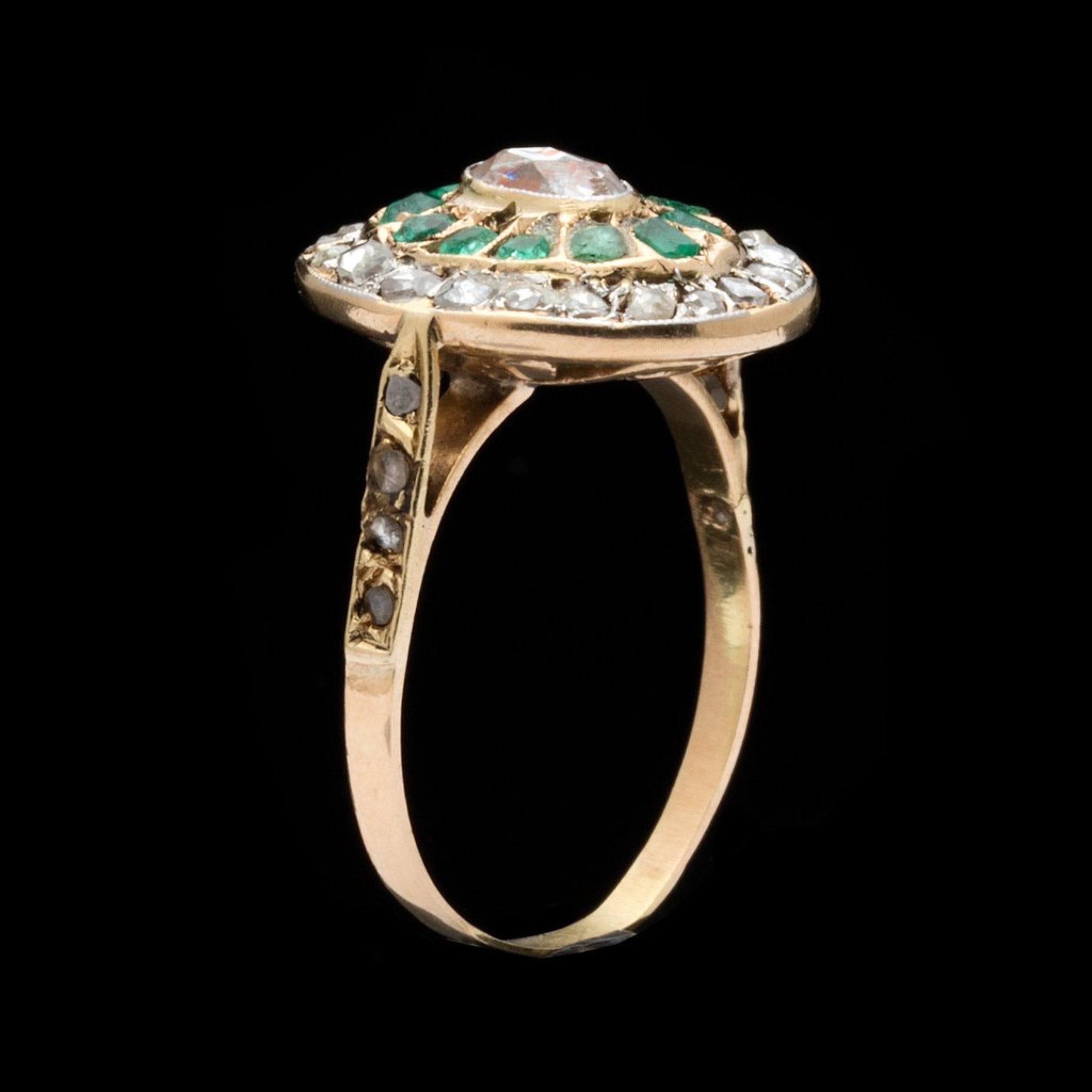 For Sale:  Vintage Style 3.05 Natural Diamond Emerald Fashion Ring in 18K Yellow Gold 2