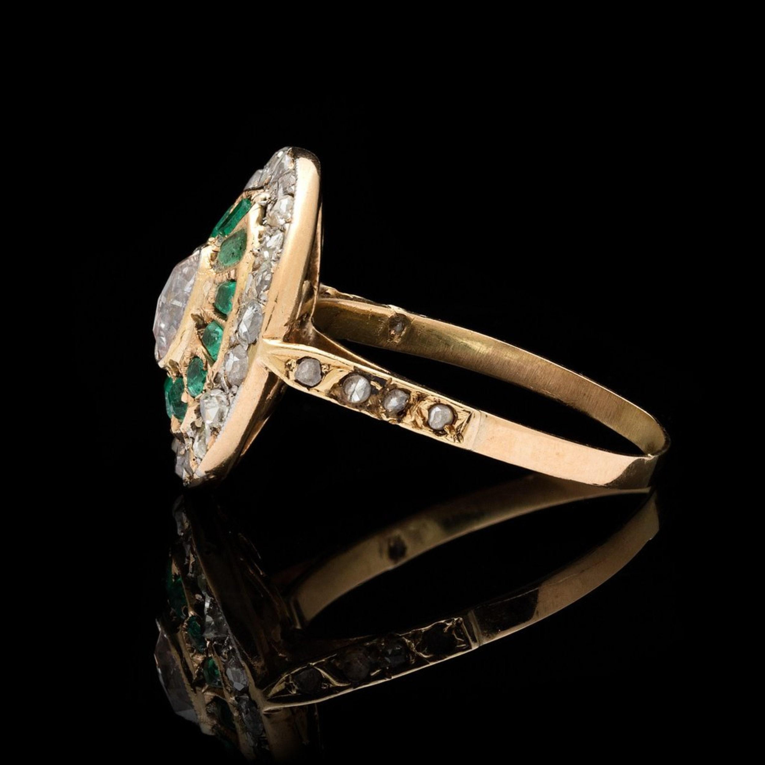 For Sale:  Vintage Style 3.05 Natural Diamond Emerald Fashion Ring in 18K Yellow Gold 3