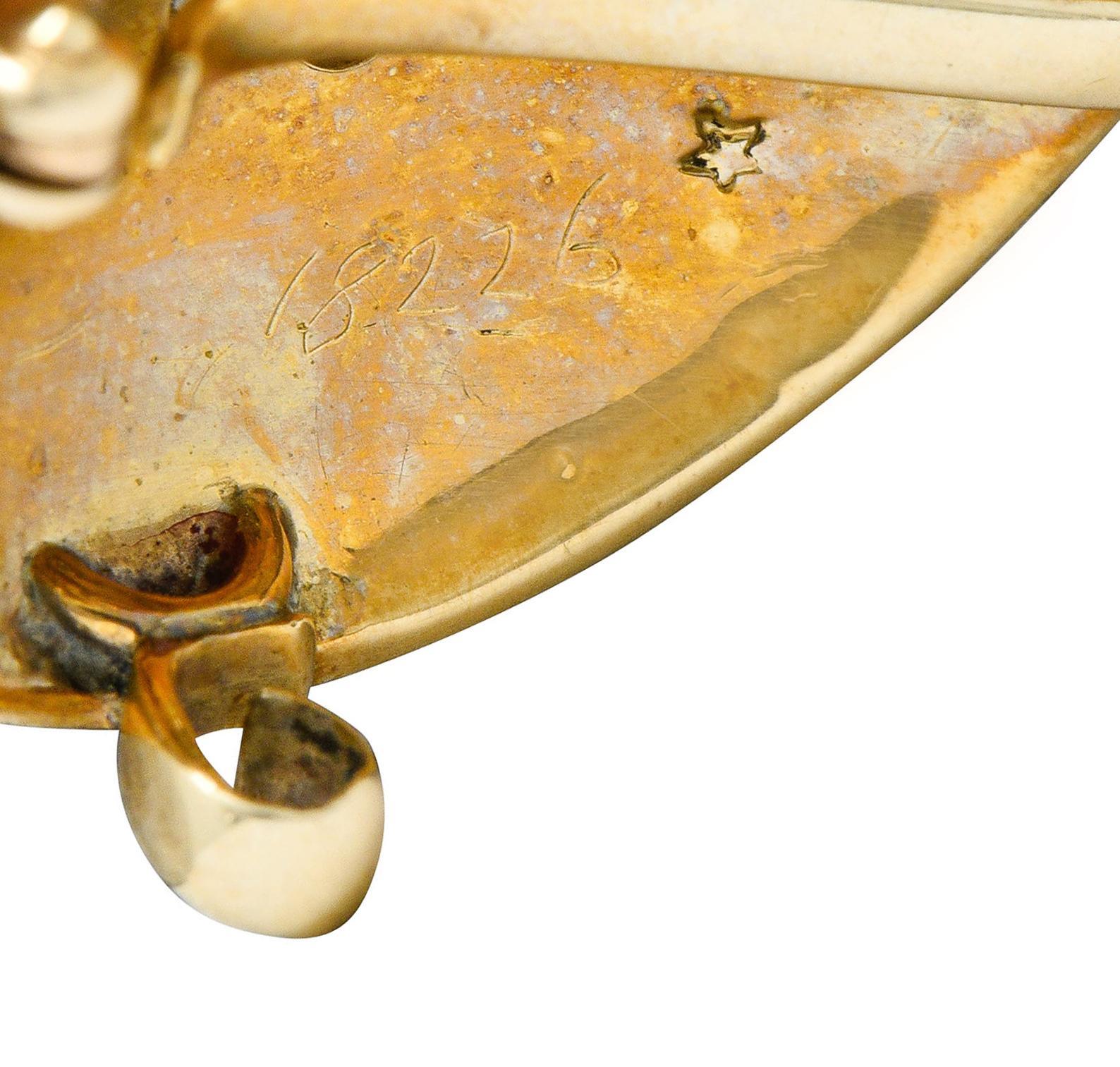 Victorian Natural Freshwater Pearl Diamond 14 Karat Gold Heart Pendant Brooch 3