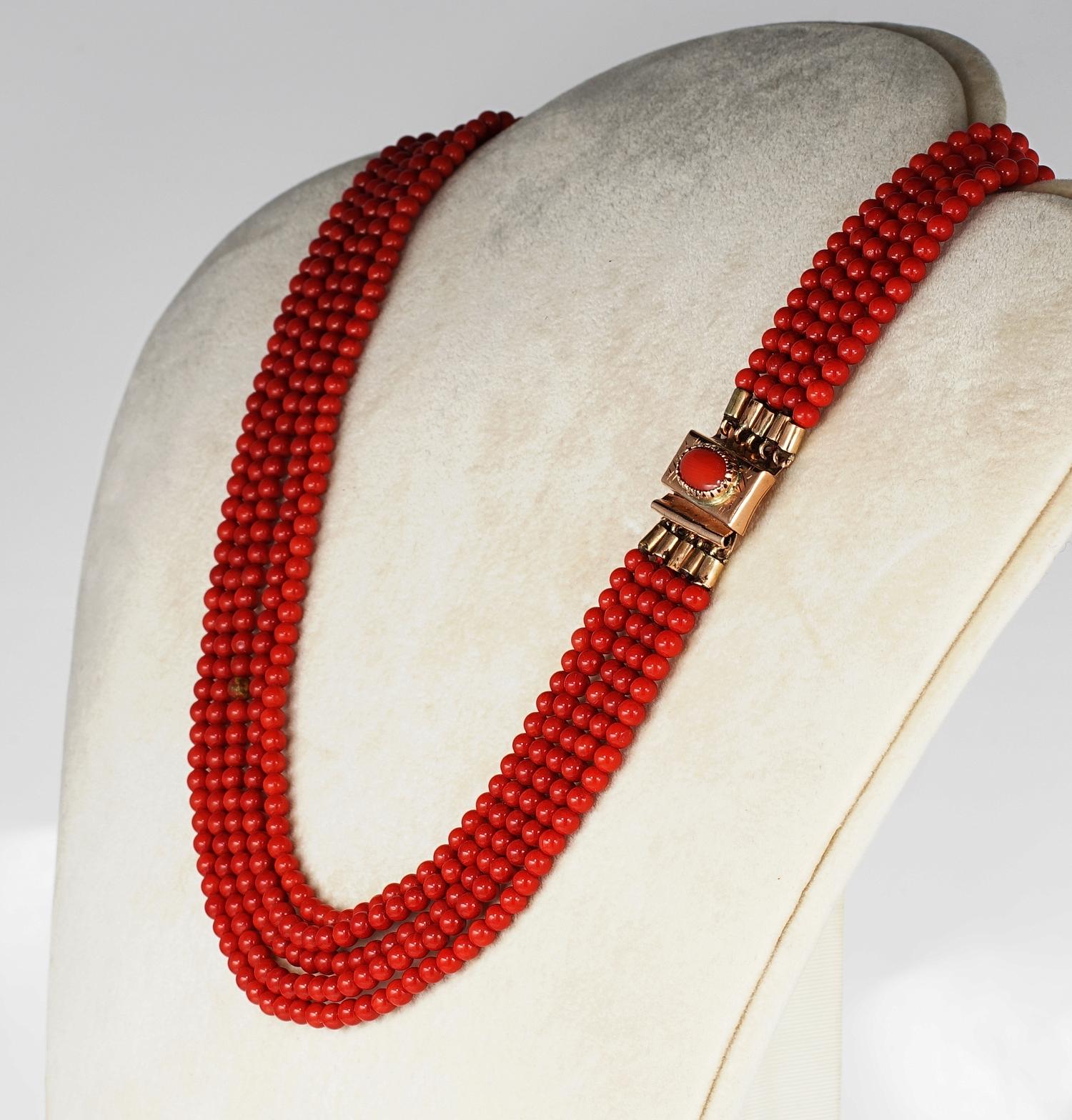 Viktorianische natürliche OX blutrote Koralle Seltene Halskette im Zustand „Gut“ im Angebot in Napoli, IT