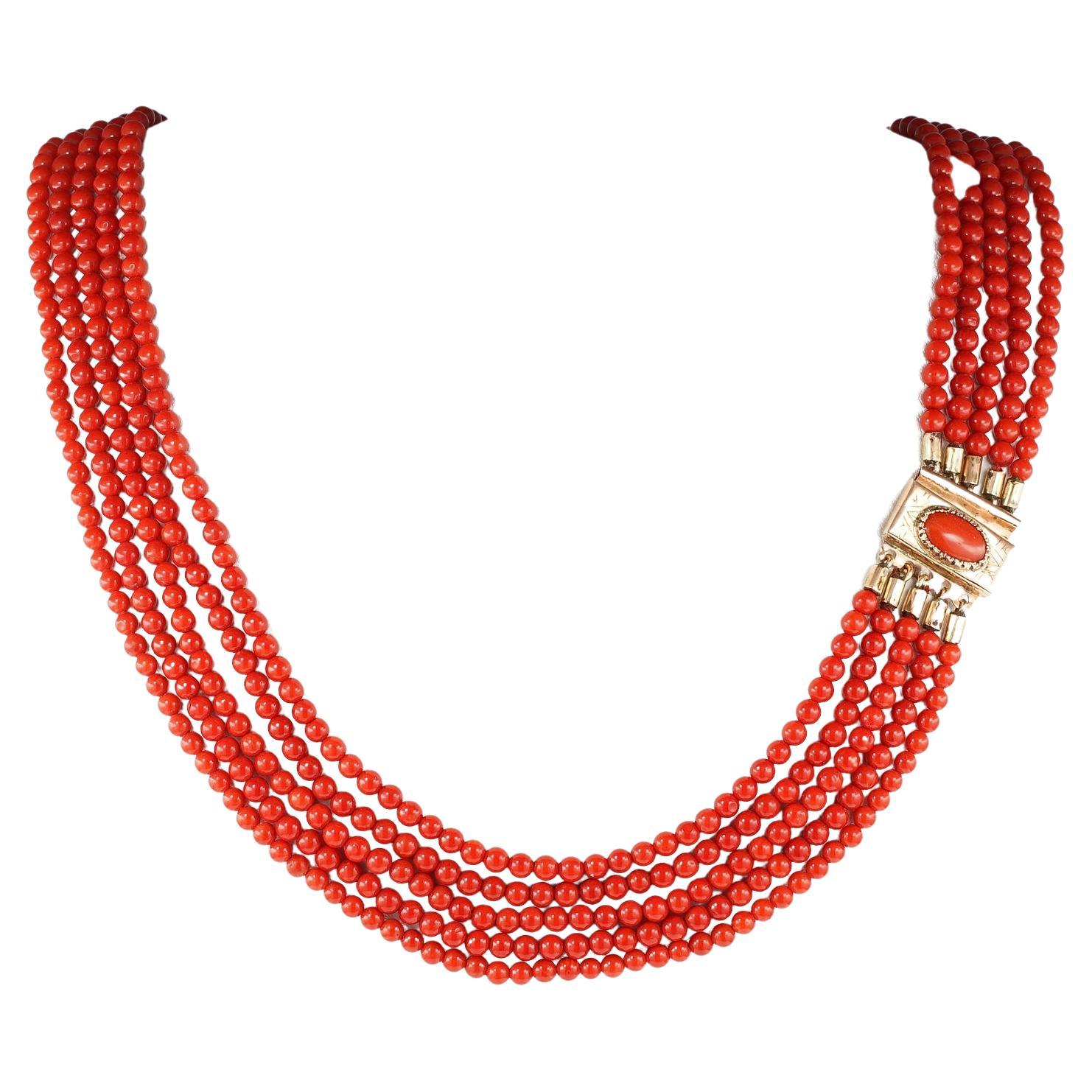 Victorian Natural OX Blood Red Coral Rare Necklace