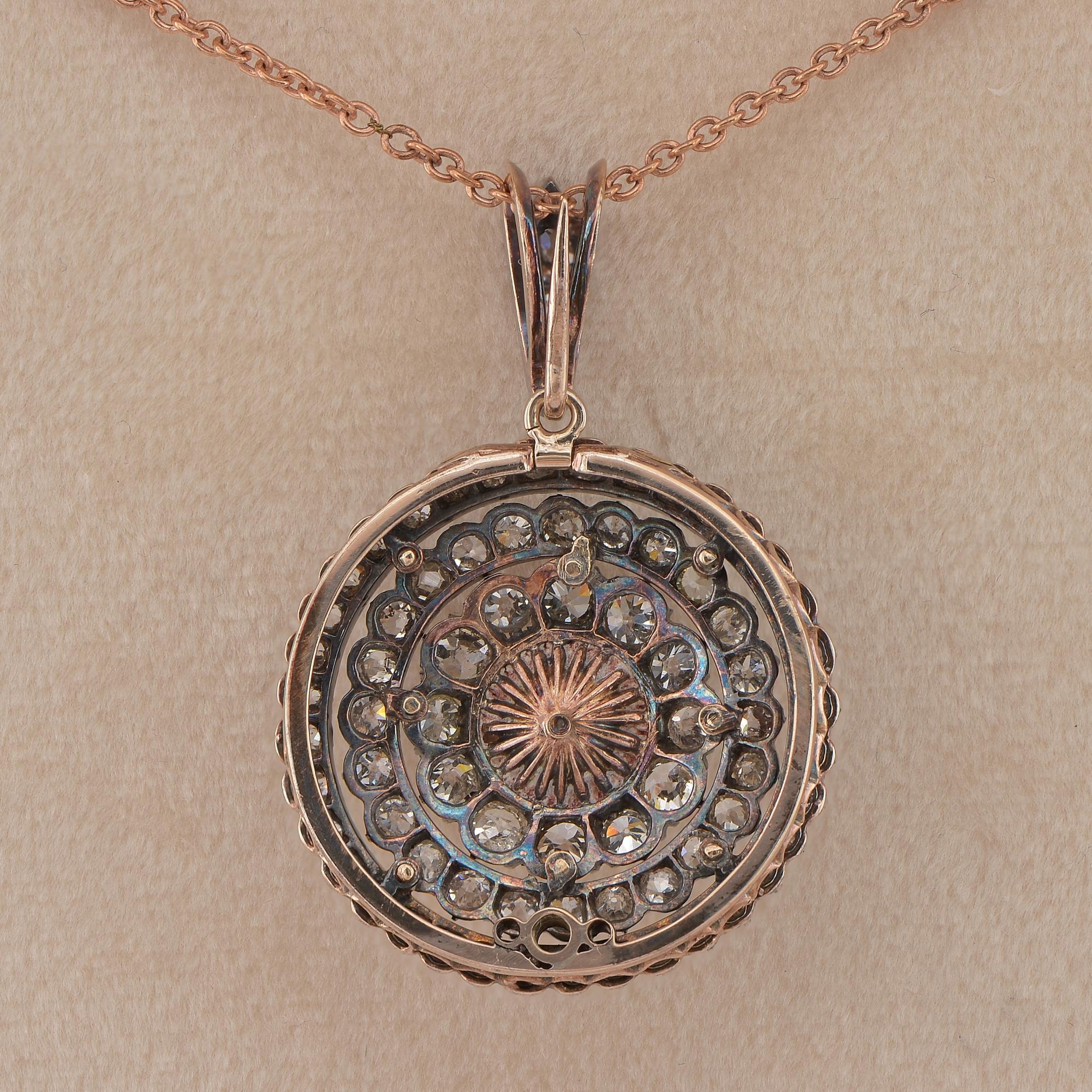 Pendentif broche victorien en perles naturelles de 4,60 carats et diamants taille vieille mine en vente 4