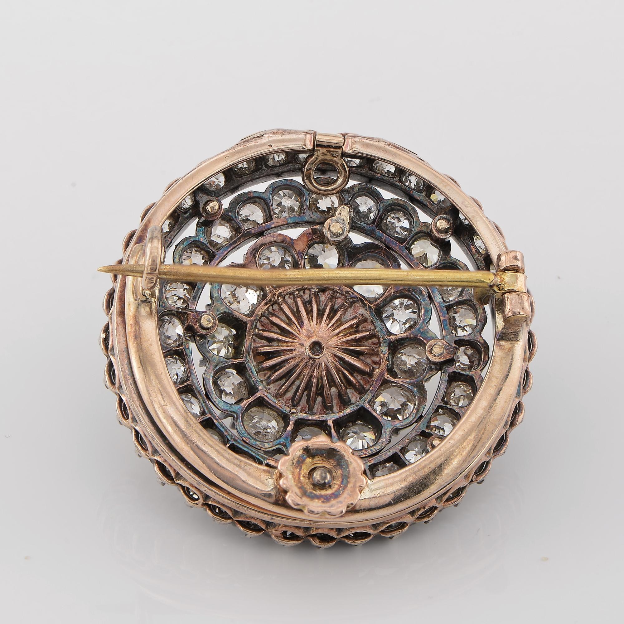 Pendentif broche victorien en perles naturelles de 4,60 carats et diamants taille vieille mine en vente 5