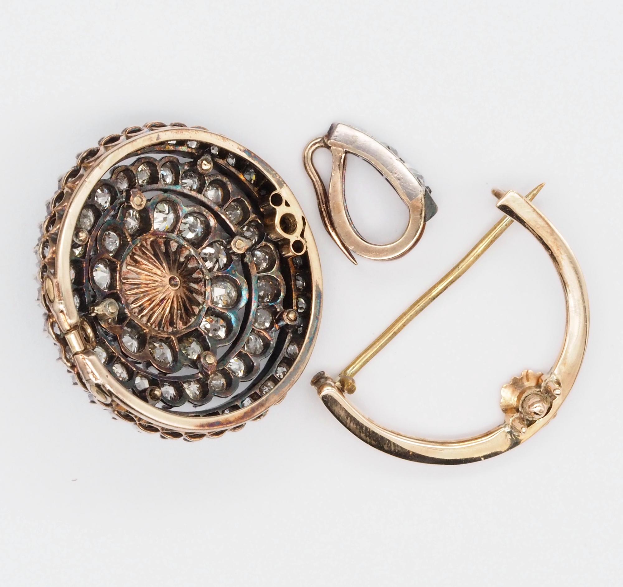 Pendentif broche victorien en perles naturelles de 4,60 carats et diamants taille vieille mine en vente 6