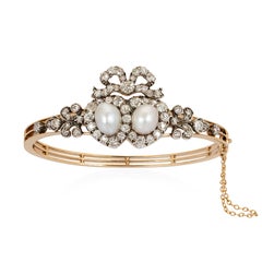 Victorian Natural Pearl and Diamond Bangle/Pendant
