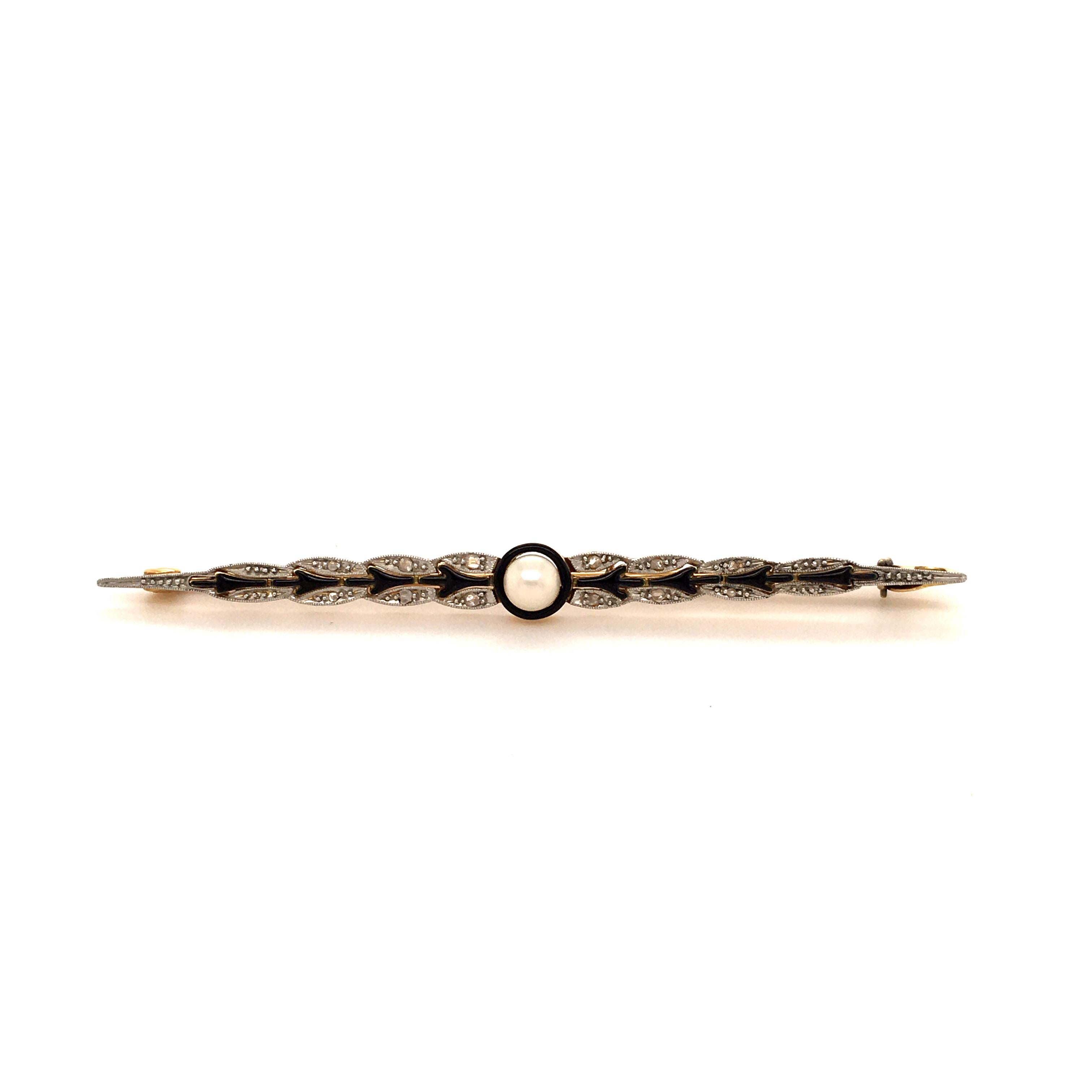 Victorian Natural Pearl and Diamond Bar Pin For Sale 4