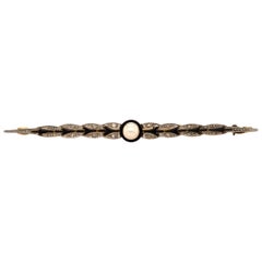 Antique Victorian Natural Pearl and Diamond Bar Pin