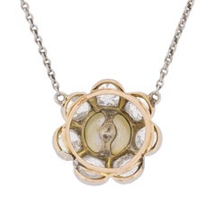 Victorian Natural Pearl and Diamond Flower Necklace, circa 1900s