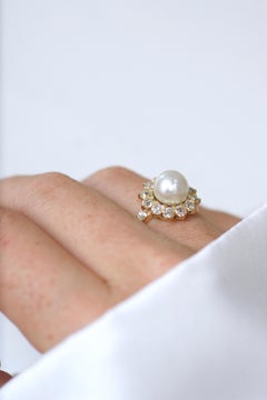 Victorian Natural Pearl & Diamond Cluster Ring