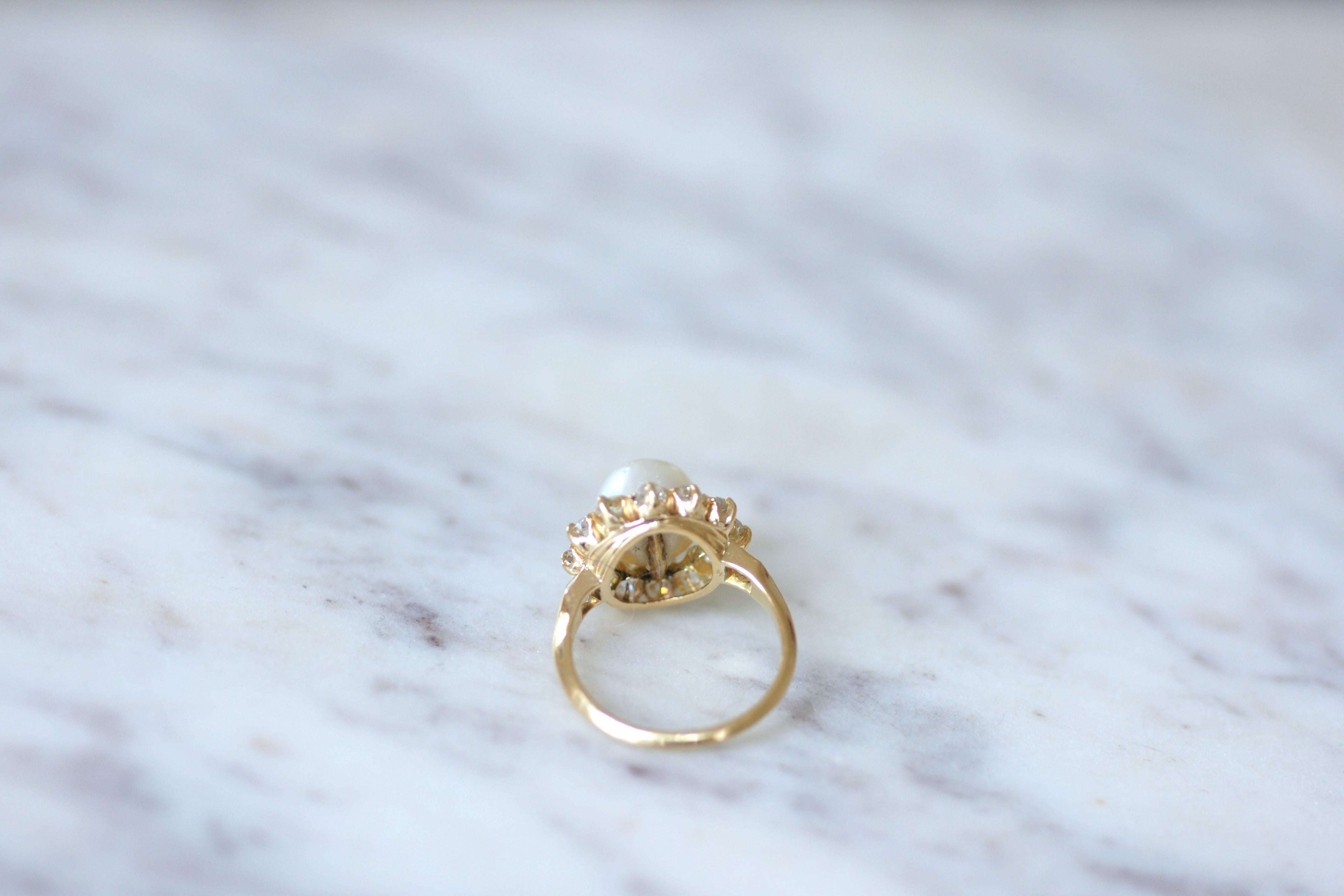 Viktorianischer Naturperlen- & Diamant-Cluster-Ring im Angebot 2