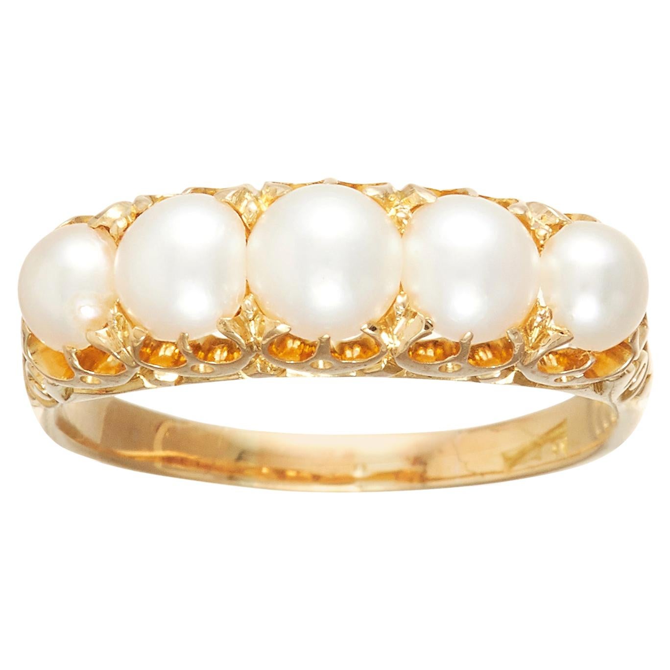 Victorian Natural Pearl Five-Stone Ring