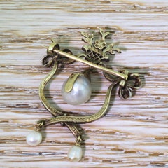 Victorian Natural Pearl and Rose Cut Diamond Brooch