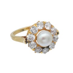 Victorian Natural Saltwater Pinktada Pearl And Diamond Cocktail Ring