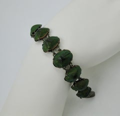 Victorian Natural Scarab Beetle Bracelet Egyptian Revival Sterling Silver