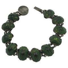 Victorian Natural Scarab Beetle Bracelet Egyptian Revival Sterling Silver