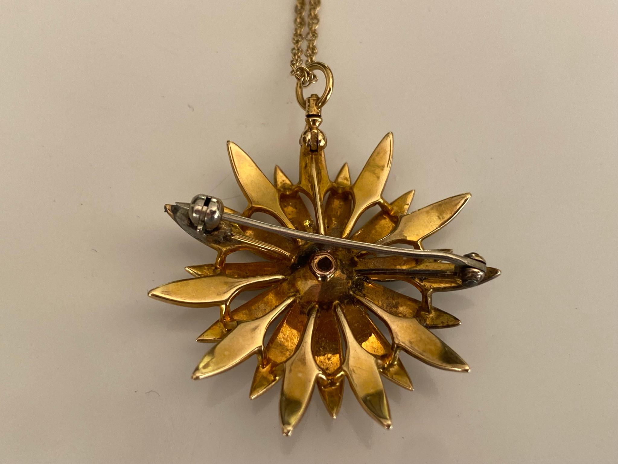 Victorien Collier pendentif fleur en perles naturelles et diamants de style victorien en vente