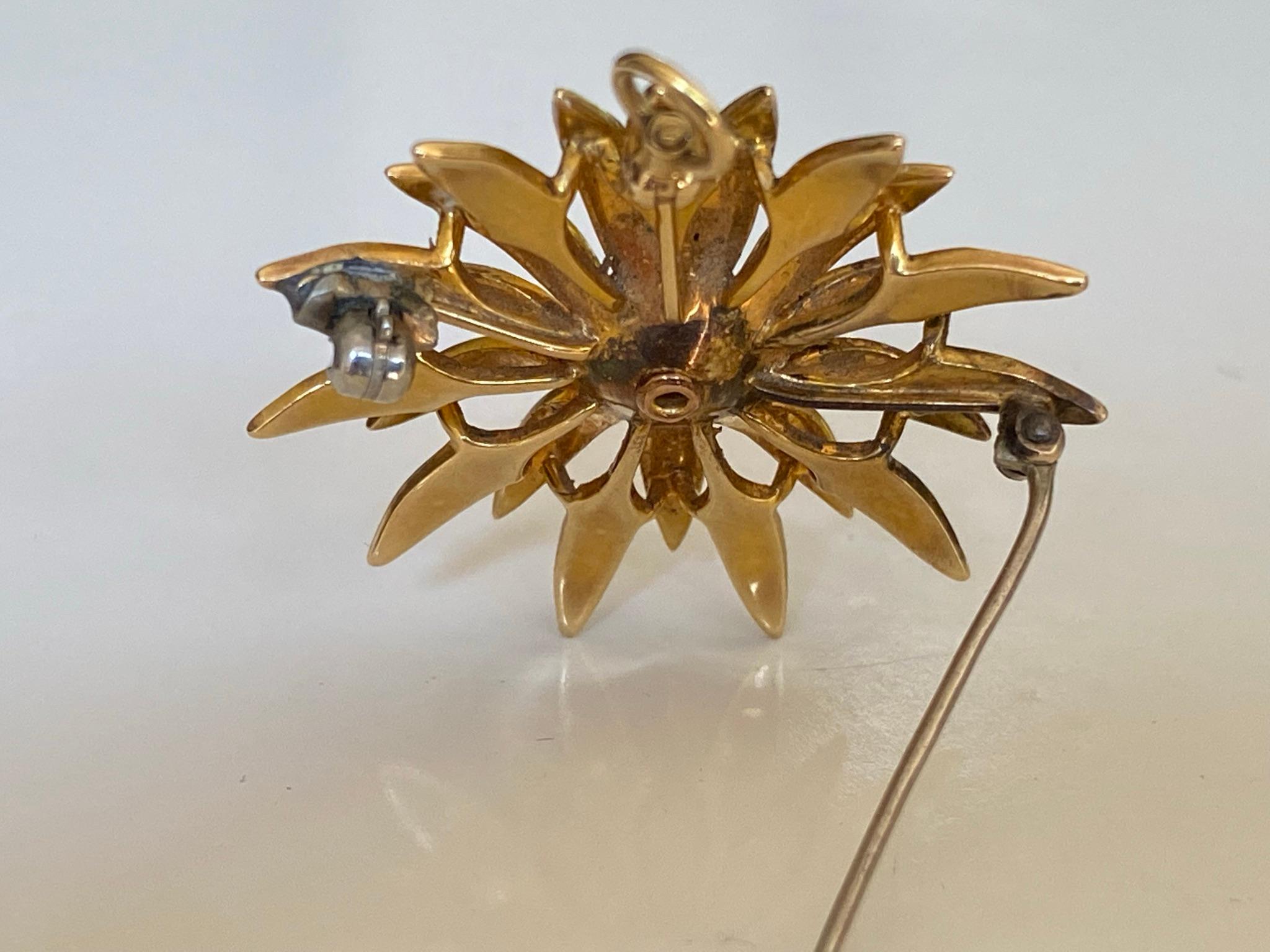 Collier pendentif fleur en perles naturelles et diamants de style victorien en vente 1